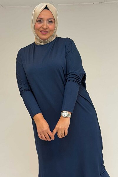 Eslina 38110 Large Size Low Sleeve Combed Cotton Tunic-Oil