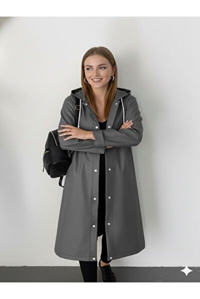 İMEXTECH Pelernă de ploaie unisex, gri Eva, rezistentă la vânt