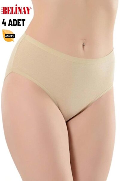 Belinay 4 bucăți 069 Chiloți modal cu talie înaltă pentru femei - Ten 2