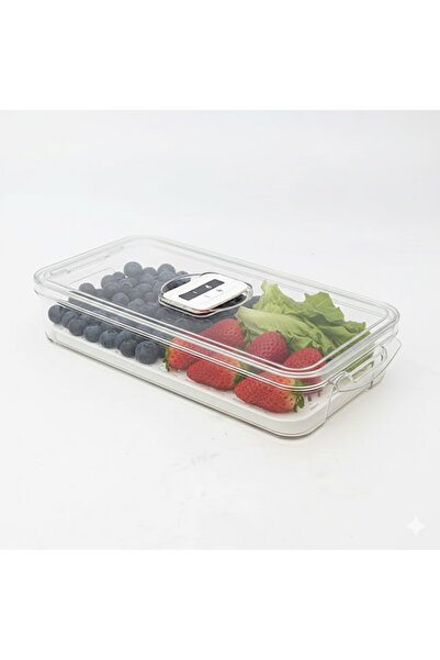 Generic Rectangular Acrylic Refrigerator Box with Lid – Transparent Fridge Organizer for Fruits & Vegetables