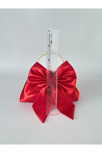 posst bag Geantă de mână pentru rochie de seară, tip portofoliu, cu fundă și perle