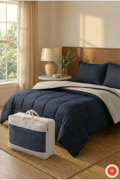 POMELO HOME Çift Taraflı %100 Pamuk Yorgan Takımı Çarşaf ve 1 Yastık Kılıflı ...