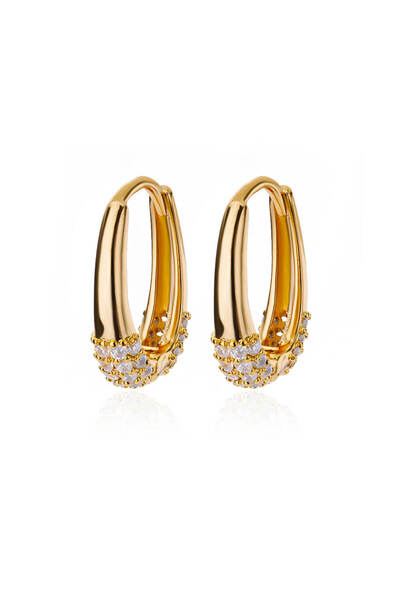 Choice أقراط دائرية مربعة لامعة من الزركون E3430G للنساء باللون الذهبي من الف...