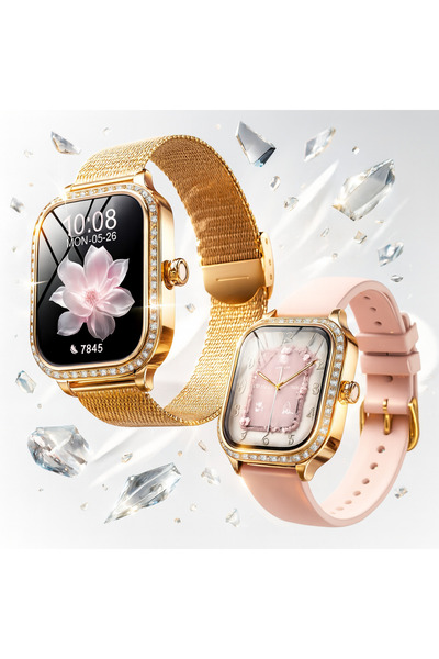 OEM Women's Smartwatch with 2 Straps (Metal & Cream Silicone), 1.75” HD Touch