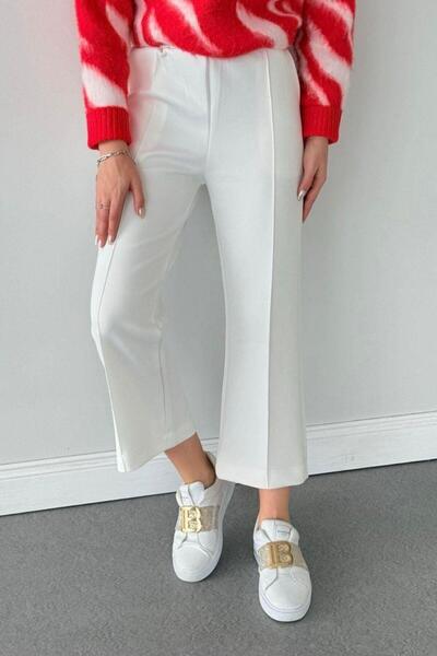 Şulemoda Giyim piped Scuba Capri Pants White
