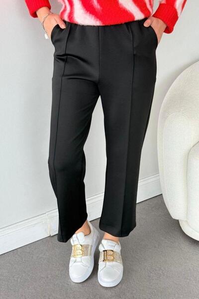 Şulemoda Giyim piped Scuba Capri Pants Black