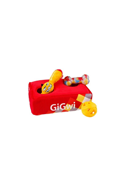 Gigwi Bone Bag Plush Cat and Dog Toy Tr-Colored