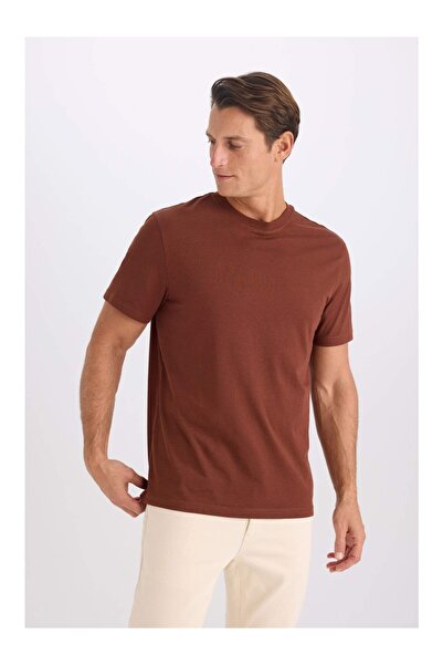 DeFacto Νέο μπλουζάκι με κοντό μανίκι με κανονική εφαρμογή Crew Neck Basic