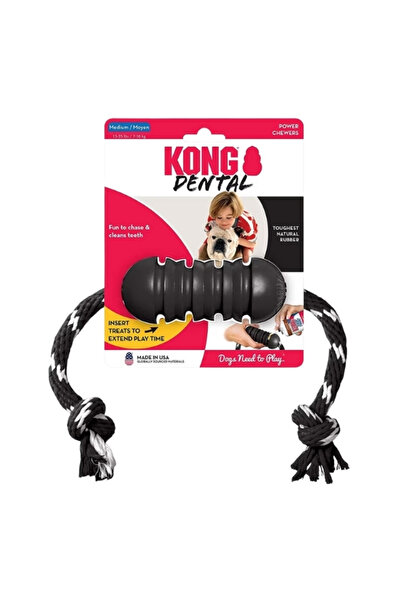 Kong Extreme Dental Rope-Shaped Ultra-Hard Dog Toy for Teeth Cleaning Tr-Medium