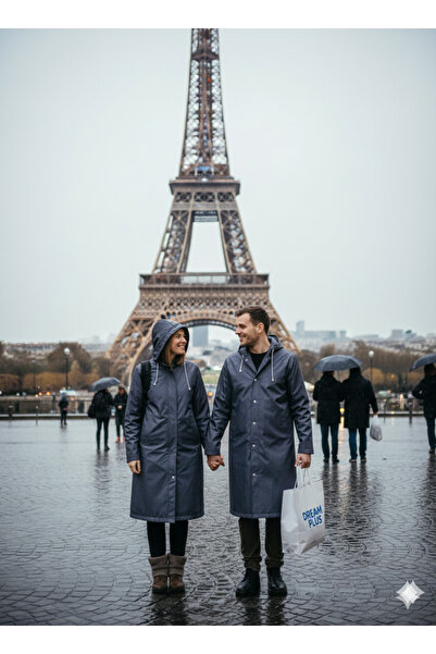 İMEXTECH Pelernă de ploaie unisex, gri Eva, rezistentă la vânt