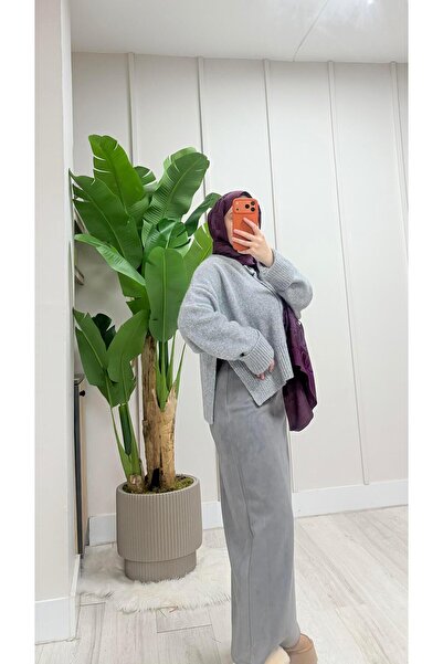 Touche Süet Kalem Etek Gri