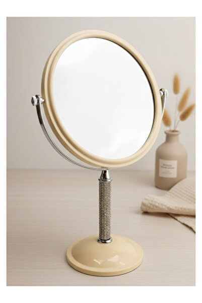 365GUNSERİSONU مرآة مكياج بيضاء مكبرة مزدوجة الجوانب بقطر 13 × 16 بوصة