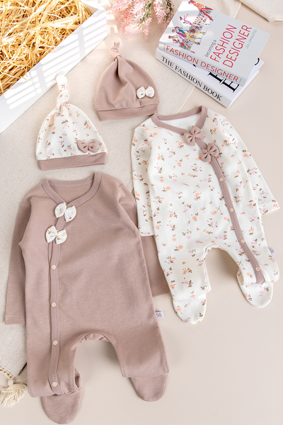 Babymod Floral Patterned 2-Piece Long Sleeve Baby Girl Jumpsuit Set