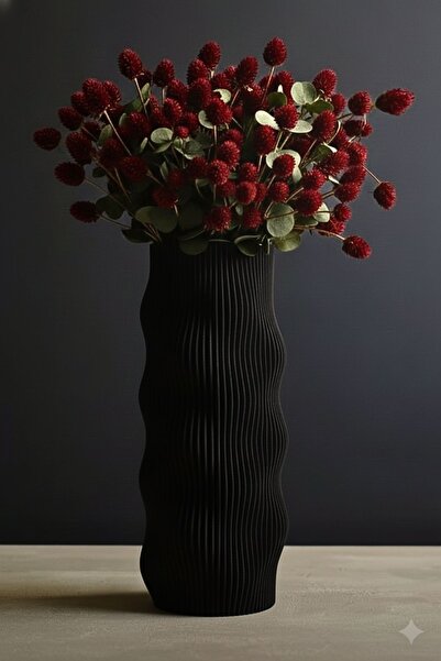 3D Modern Tasarım Dekoratif Siyah Vazo – Salon & Masa Üstü Ev Aksesuarı