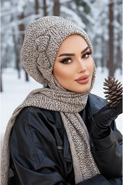 Aişe tesettür قبعة حجاب بفيونكة رمادية اللون