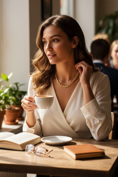 rafiel Elmas Kesim Gold Çelik Zirkon Zincir Kolye | Kararmaz Parlak Arpa Model