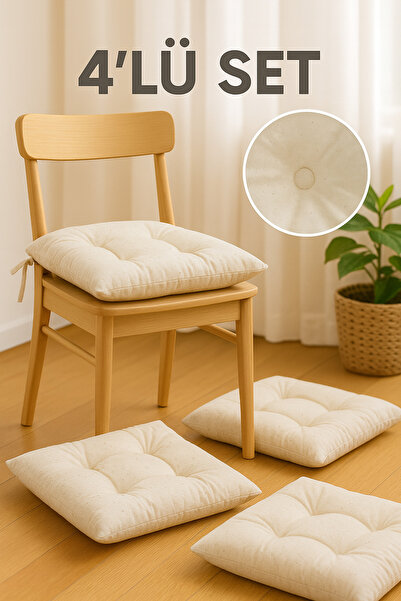 Bemrax 4'lü Set Lüks Sandalye Minder - Pofidik, Bağçıklı 40x40 Ebatında Özel ...