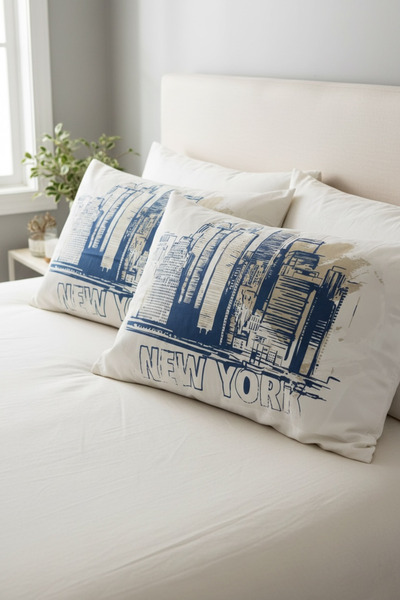 ŞENER HOME 100% Bumbac Satin 2 Piese Față de Pernă Hobby 50x70 Cm