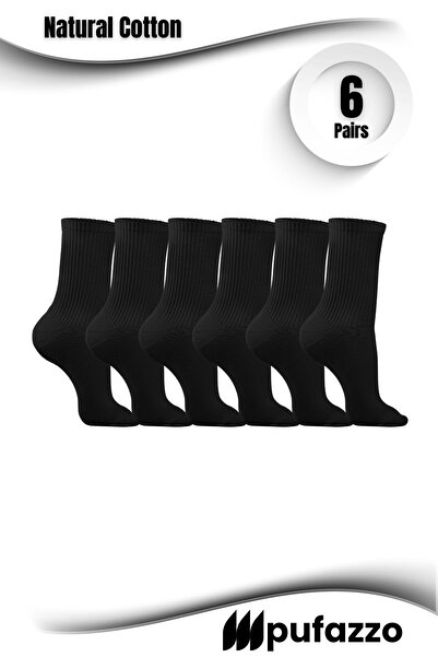 PUFAZZO Унисекс черни тенис спортни чорапи, комплект от 6 чифта - естествен п...