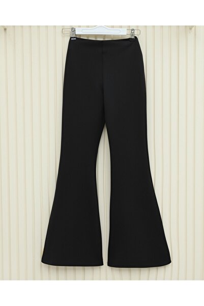 Modamorfo İspanyol Paça Scuba Pantolon -Siyah