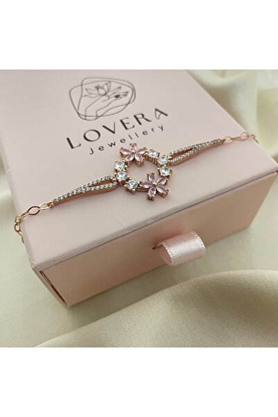 Lovera Jewellery 925 Ayar Gümüş Rose Pembe Taşlı Unutma Beni Çiçeği Kadın Bil...