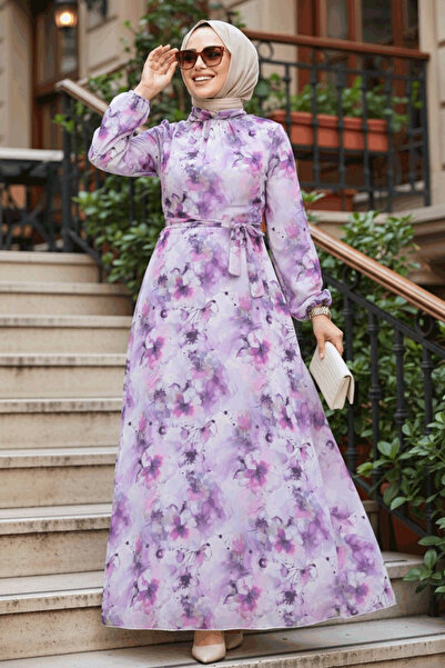 Neva Style Purple Flower Pattern Dress 27991
