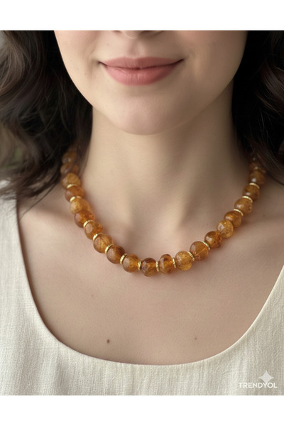 DENİZ ERKUL JEWELRY 🧡   Natural Stone Look Carnelian Colored Bead Necklace