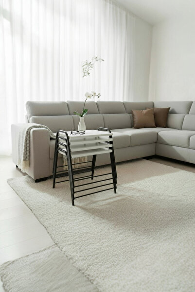 usta mekan Usta 4 lü Tepsi Zigon Sehpa Siyah - Beyaz