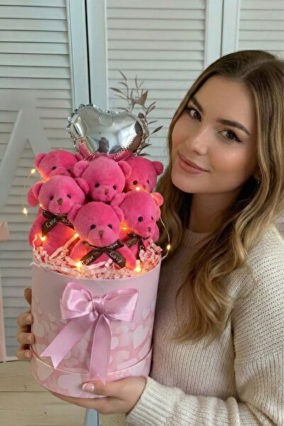 Solemia Premium Silindir Kalpli Pembe Kutusunda, Kalpli Balonlu LED Işıklı 6’...