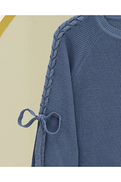 Modamorfo Πλεκτό πλεκτό πλεκτό ρούχο με πλεκτά μαλλιά στους ώμους - Ινδικό