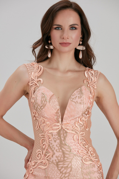 Neva Style Rochie de seara cu detaliu din dantela 7555SMN