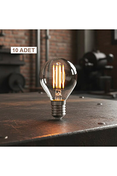 ORBUS PC45 10LU 4W LED Filament Ampul E14 – 400 Lümen Sarı Işık, Şeffaf Cam Vintage
