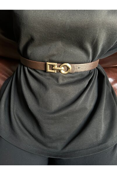 LİA KEMER Curea cu cataramă aurie pentru femei cu model de inel încorporat Sp...