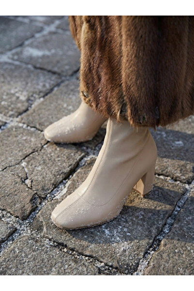 Brielfy Dire Stretch 7 cm Heeled Blunt Toe Zippered Women's Boots