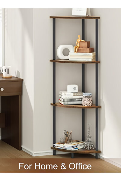 Generic Leon Home four-tier corner shelf with metal frame for storage and display in living rooms and bedrooms
