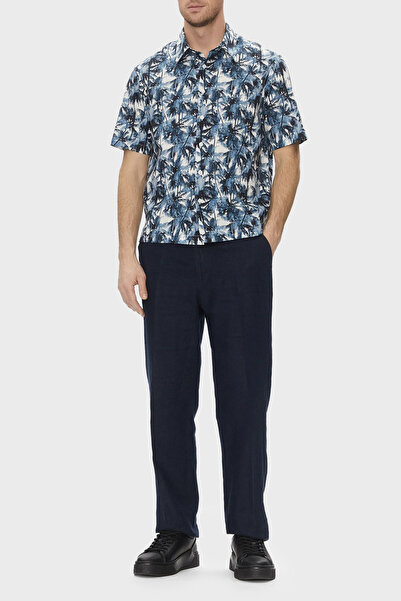 Armani Exchange Візерункова сорочка з 100% бавовни, прямий крій, короткі рукави, чоловіча сорочка XM001240 AF14869 F004