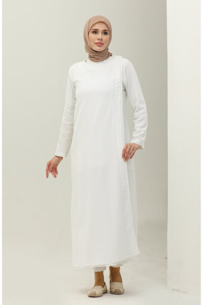 sefamerve Φεράκι με κεντημένο ύφασμα Şile 0096-04 Λευκό