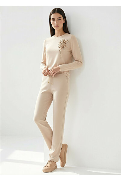 Exquise Lace-Up Regular Knitted Trousers