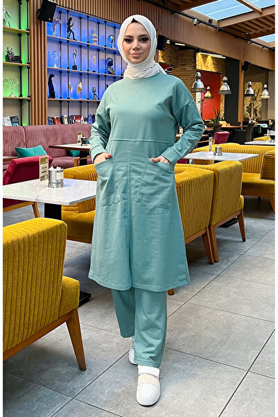 sefamerve Σετ αθλητικής φόρμας με δύο τσέπες με κορδόνια 03067-10 Çağla Yeşil