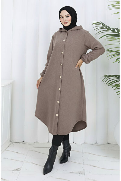 sefamerve Front buttoned Hooded stamp cap 0188-03 mink