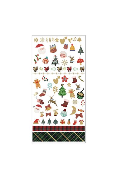 Flash Tattoos® Ekose Yılbaşı Noel Christmas Desenler Tırnak Dövmesi