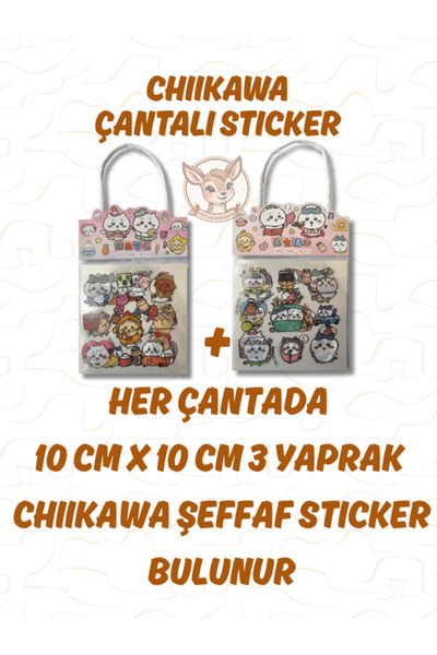 Ceylan Kırtasiye Chiikawa Çantalı Şeffaf Sticker Bullet Journal Defter Laptop...