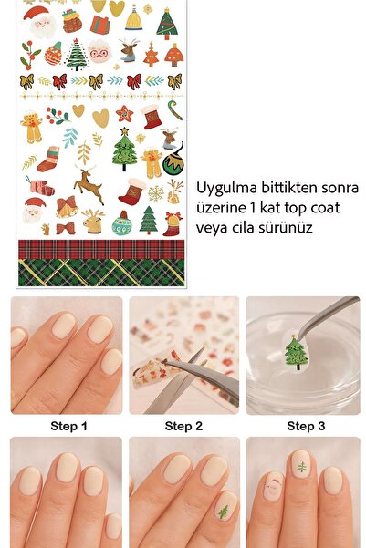 Flash Tattoos® Ekose Yılbaşı Noel Christmas Desenler Tırnak Dövmesi