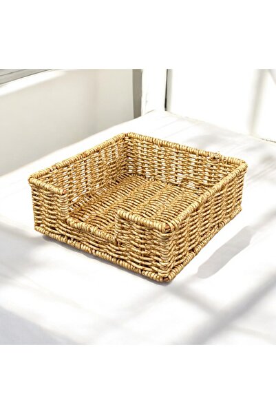YzHome 18cm Square Wicker Rattan Napkin Holder Storage Box - Organizer