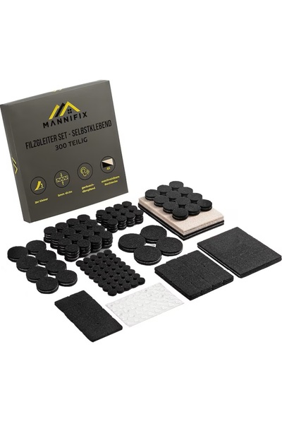 MANNIFIX Set de 300 de tampoane autoadezive din fetru pentru podea, pentru pi...