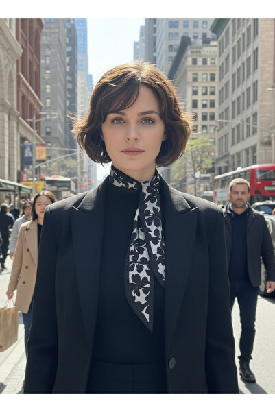 tarzınısec Siyah Çiçek Fular Bandana – Estascarf 100x6,5 cm