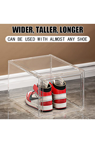 Generic Transparent storage box for shoes and bags - side-opening magnetic suction type simple plastic box