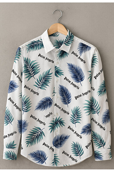 YusGos Men's Regular Fit Regular Collar Long Sleeve Easy Iron Patterned Premium Cotton Shirt White m