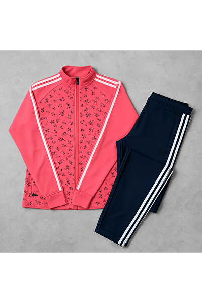 YusGos Women's Zippered Diving Scuba Fabric High Quality Bottom Top Sports Tracksuit Set Pink 2XL