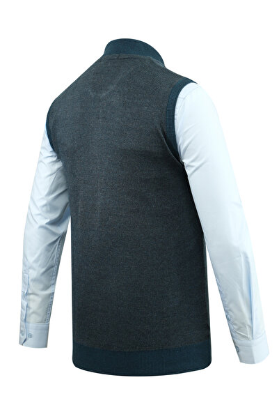 Çizgi Triko Γραμμωτό Πλεκτό Ανδρικό Πλεκτό Γιλέκο με Φερμουάρ και Τσέπες από Ατσάλι Κλασική Λειτουργία - 5015J